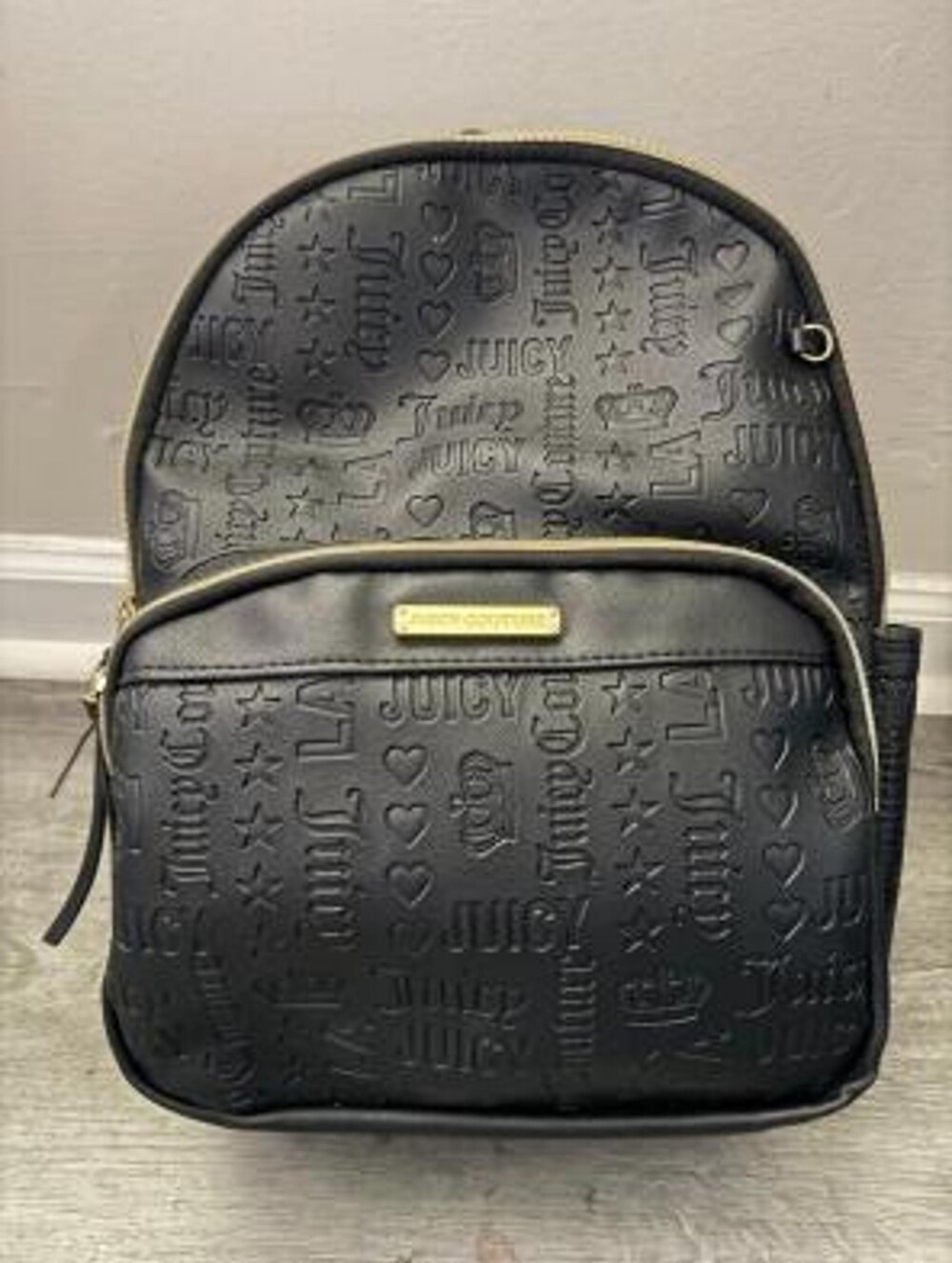 Juicy Couture Liquorice Upgrade U Full Size Faux Leather Black Mini Backpack